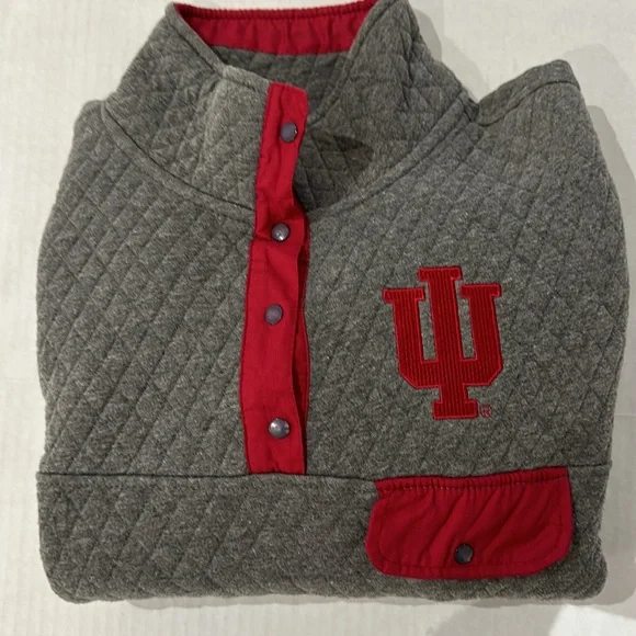 Indiana Hoosiers Women's XL Gray/Red Quarter-Snap Pullover Jacket - Picture 14 of 15